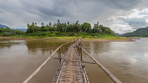 A bamboo footbridge in Luang Prabang